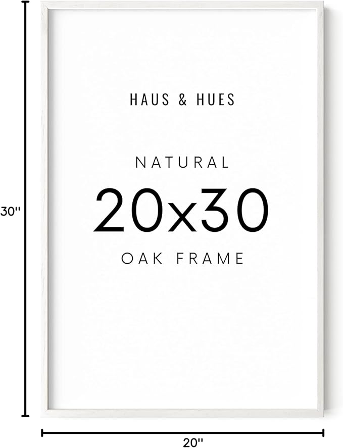 HAUS AND HUES White Oak Wood 20x30 Picture Frame - Large Natural Poster Frame, Gallery Wall Style (White Frame)