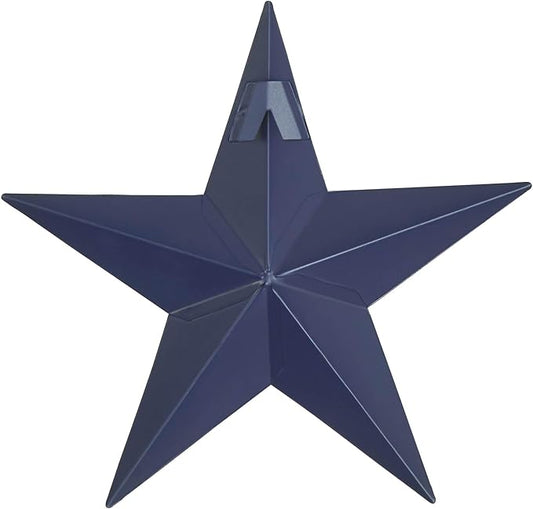 VHC Brands Patriotic Faceted Metal Star Navy Wall Hanging 8x8, Independence Day Decor, American Star Design, Distressed Appearance Metal Wall Hanging