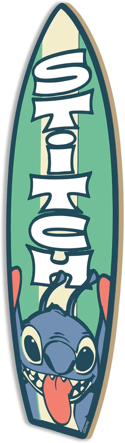 Open Road Brands Disney Lilo and Stitch Surfboard Wood Wall Art - Small Stitch Sign for Tropical Decor