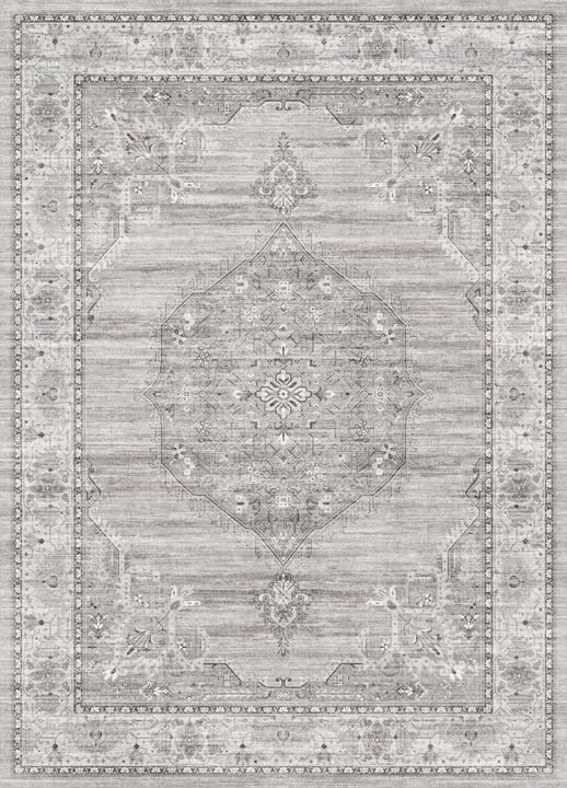 Washable Area Rugs 3x5 Entryway: Soft Ultra Thin Low Pile Mat Machine Washable Indoor Doormat Lightweight Entry Rug Anti Slip Backing Rugs for Living Room Bedroom Kitchen 3'x 5' Grey