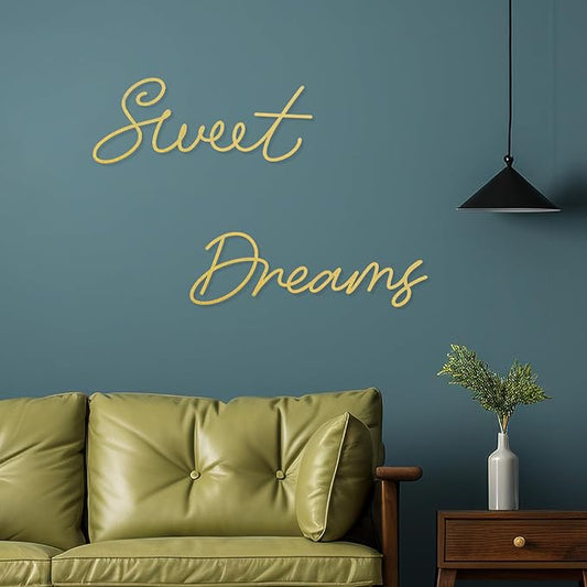 Zzbakress Sweet Dreams Wall Decor For Bedroom, Black Metal Above Bed Wall Decor Large Modern Living Room Farmhouse Sign Wall Decorations For Office Home Bedroom Art (Gold, Farmhouse)