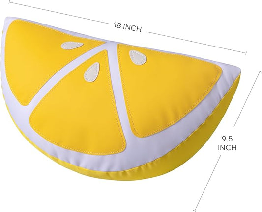 Phantoscope Fruit Outdoor Shaped Pillow Series Lemon Wedge Shaped Waterproof Outdoor Throw Pillow with Leather Decorative, Cushions for Fun Home Decor for Patio, Pool, Yellow, 9.5 x 18 inches