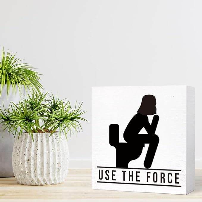 Funny Wooden Sign 'Use the Force' for Bathroom, Toilet, Restroom, Home Decor - Farmhouse Style