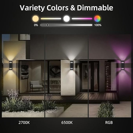 KIZON Smart Porch Light RGBCW Dusk to Dawn Outdoor Light Fixture, WiFi APP Control Outdoor Sconce Up Down Lighting Outside Lights for House Patio, Compatible with Alexa Google Assistant, ETL Listed