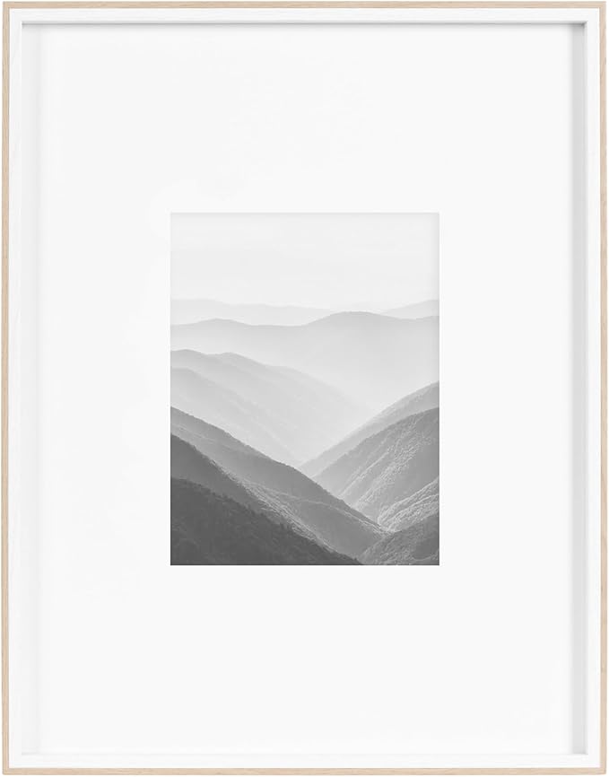Kate and Laurel Gibson Modern Wall Picture Frame Set of 3; 16x20 matted to 8x10; White and Natural; Modern Three-Piece Frame Set for Gallery Wall Frame Set in Living Room Wall Decor