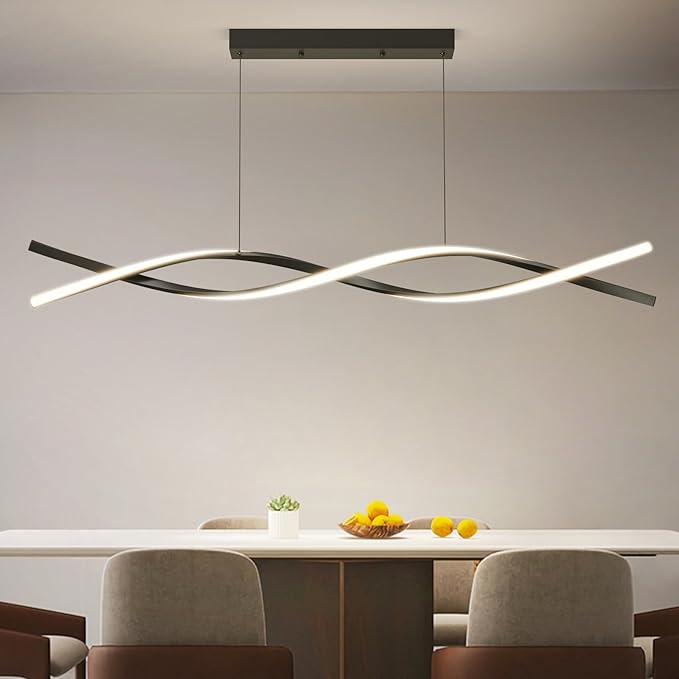 Modern LED Ceiling Pendant Light, 47IN Modern Chandelier with Remote Control 3000k-6500K Adjustable Color Temperature, Aluminum Island Lighting Lamp for Dining Room, Living Room, Island