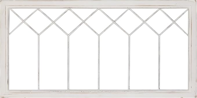 Oakrain Wood Window Frame Wall Art, 39"x 20" Rustic Wall Decor, Farmhouse Window Pane Decor for Wall, Decorative Wall Sculptures for Living Room, Bedroom, Entryway, Hallway, White