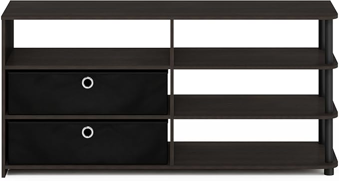 Furinno JAYA Simple Design TV Stand for up to 55-Inch with Bins, Walnut