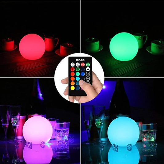 Mr.Go 6-inch LED Ball Light and Portable LED Table Lamp Bundle, Rechargeable, Remote Control, Dimmable 16 RGB Colors 4 Modes, Waterproof, Great as Night Light Mood Lamp Ambient Lighting Decorations