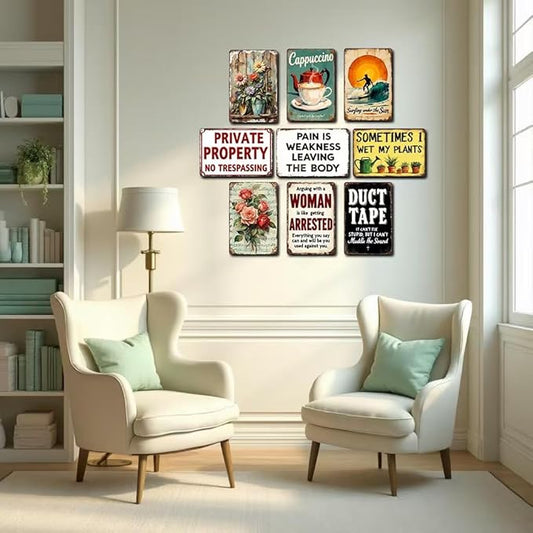 Grumpy Old Man Tin Sign - Metal 12x8 Inch Vintage Funny Couple Wall Art for Entryway, Living Room, Porch, Gift for Husband and Wife