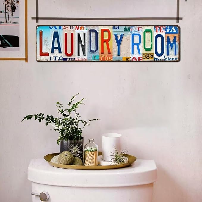 Laundry Room Signs Wall Decor - Laundry Sign for Laundry Room Decor 16x4 inch Laundry Rules Plaque
