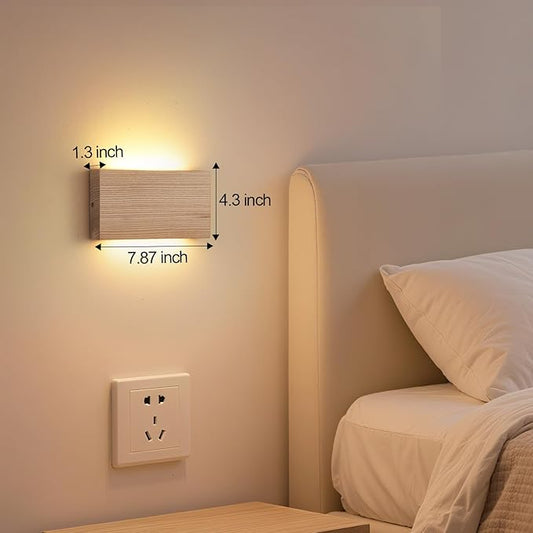 Wood Wall Sconce Indoor Wall Lights Hardwired 2 Pack Up and Down Wall Mount Light for Living Room Bedroom Hallway Lights,wall sconces Set of Two,led Lights for Bed,Light for Bedroom