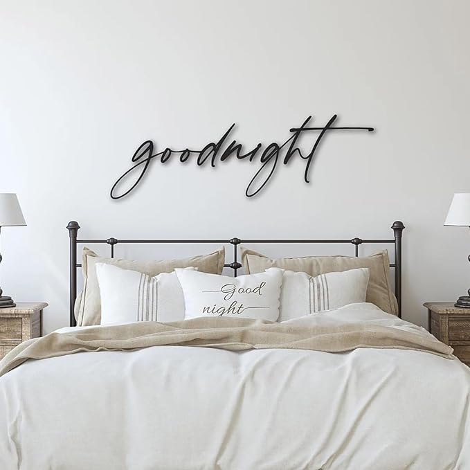 Snlioek Goodnight Sign Wall Decor,Black Wooden Minimalist Decoration,Living Room Wall Decor for Living Room Office Bedroom Hotel Home Wall Decoration
