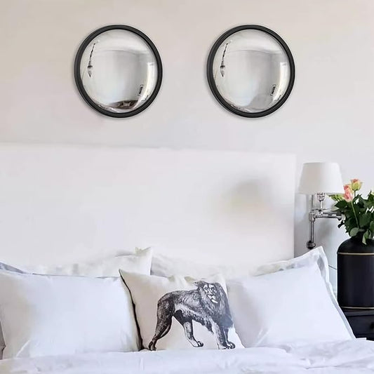 12" Matte Black Round Convex Mirror, Small Circle Wall Mirror with Thick Metal Framed, Round Decorative Wall Mirrors for Bathroom, Vanity