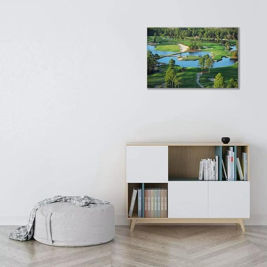 chenchenArt King's North Golf Course Wall Art for Living Room Bedroom Bathroom Home Decorations Myrtle Beach National Club Picture Canvas Prints Modern Artwork Framed Ready to Hang(18''H x 24''W)