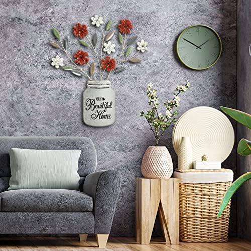 Hosley Set of 2 Metal Dimensional Wall Art-Red and Blue 2 colors Assorted 24" High. Ideal Gift for Weddings, Special Occasion, Home Decor, Party, Spa, Votive/LED Gardens, Home Office O9