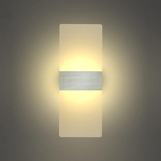 KICAAO Wall Sconces, Modern Wall Sconce Plug in 10W 6000K Cool White Acrylic Wall Lights with 6FT/180cm Plug in Cord and On/Off Switch on The Cord (Warm White 2700K 2Pack)