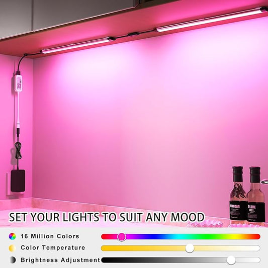 Under Cabinet LED Lighting, Dimmable Under Counter Lights, WiFi Smart Controlled,RGB,12 Inch, Multicolor Linkable Lamps with Remote Control, Compatible with Alexa Google Home (9 Pack)