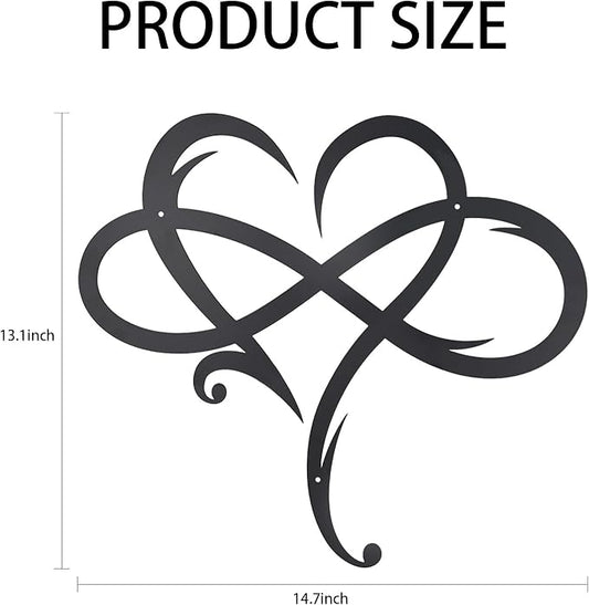 OYEFLY Infinity Heart Metal Wall Decor,Infinity Heart Wall Decor for Room Living,Wedding Decor (Black, style1 14.7 x 13.1in)