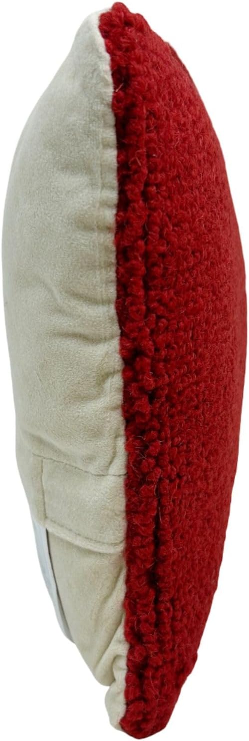 Hand Hooked Christmas Pillow - 9X16 inches Throw Pillow for Couch or Dorm (Reindeer)