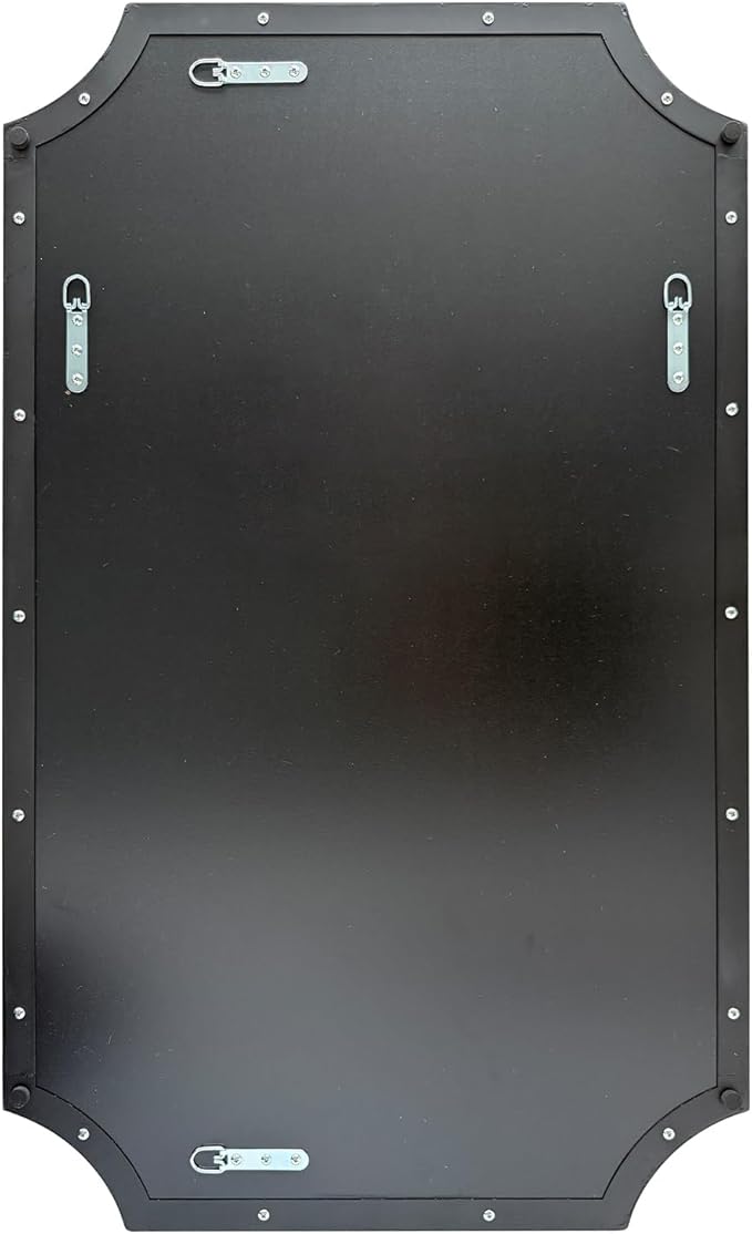 POZINO Rectangle Beveled Mirror, 24"x40" Modern Bathroom Vanity Mirror for Over Sink, Matte Black Rounded Corner Oblong Mirrors for Living Room Bedroom Entryway, Horizontal or Vertical Hanging