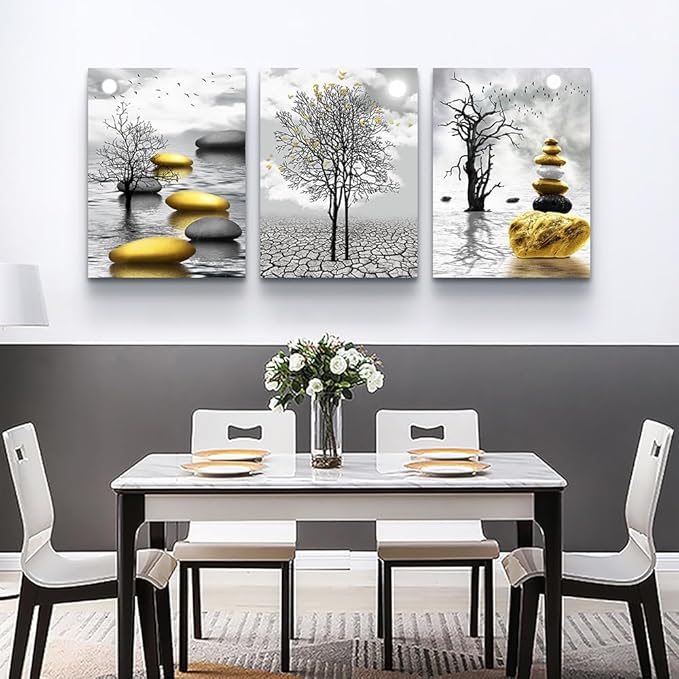 TTHYUEWS Inspiration Canvas Art For Living Room, Bedroom & Office - Black & White Nature Landscape Wall Prints - Large 3 Piece Set
