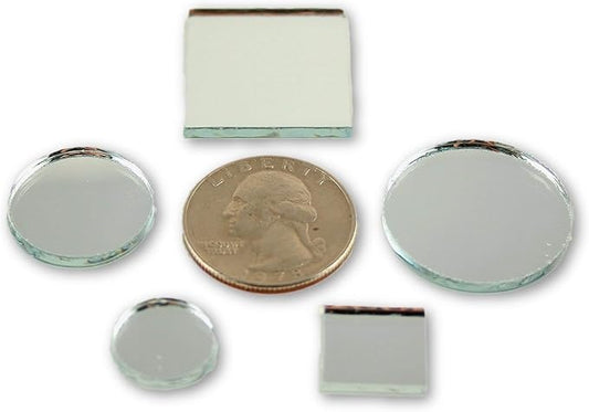 Art Cove Small Mini Square & Round Craft Mirrors Assorted Sizes Mirror Mosaic Tiles 1/2-1 inch 100 Pieces
