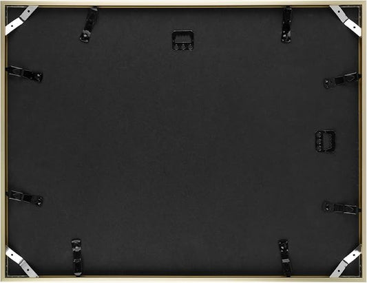 Golden State Art, Gallery Wall Frame Set of 6 - Gold 14x18 Aluminum Photo Frames with Mat for 11x14 Pictures - 14 x 18 inch Metal Frame with Real Glass Cover - Elegant Home or Office Decor