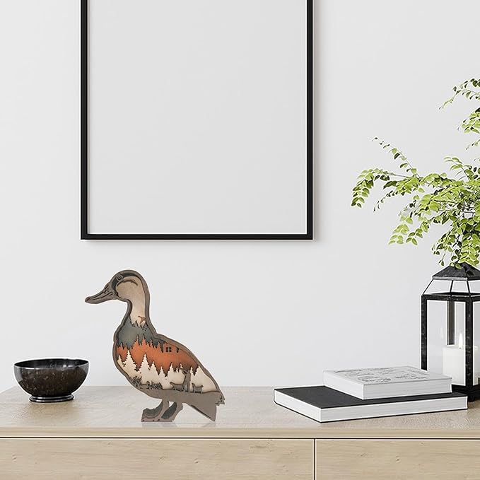 Laozai Wooden Forest Animals Duck Decor Cabin Rustic Decor Wall Decorations Mountain decor for Bedroom Living Room Table Decorative