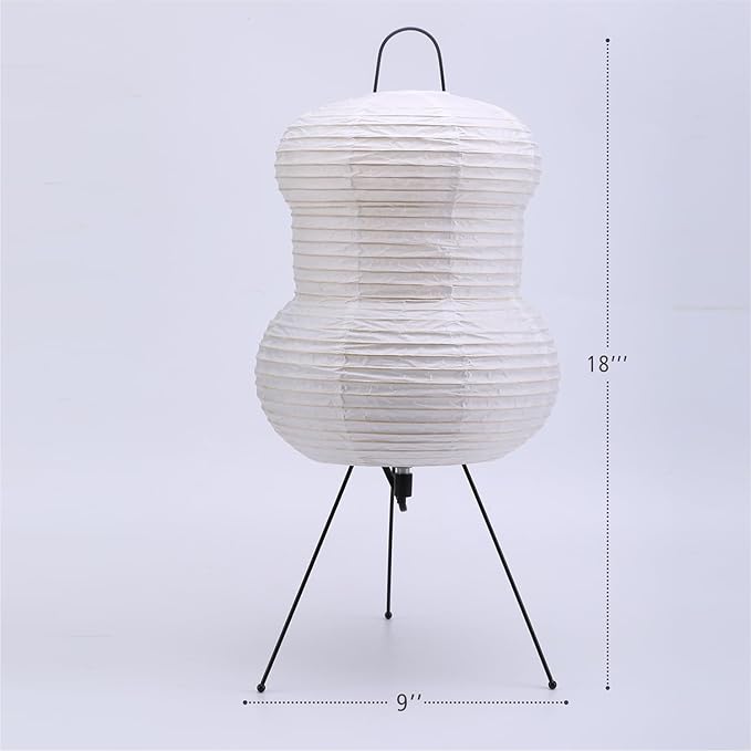 Japanese Noguchi-Inspired Table Lamp – Zen Rice Paper Lantern, Warm Light for Bedroom, Living Room, or Office, Modern Japandi Decor (Hourglass)