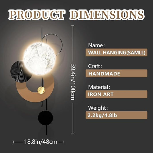 Large Metal Wall Decor with Light Modern Metal Wall Art Voice Controlled Luminescence3D Wall Sculptures Wall Hanging Decoration for Living Room Dinning Room Entryway Kitchen Office (19L“x39"W-Light)