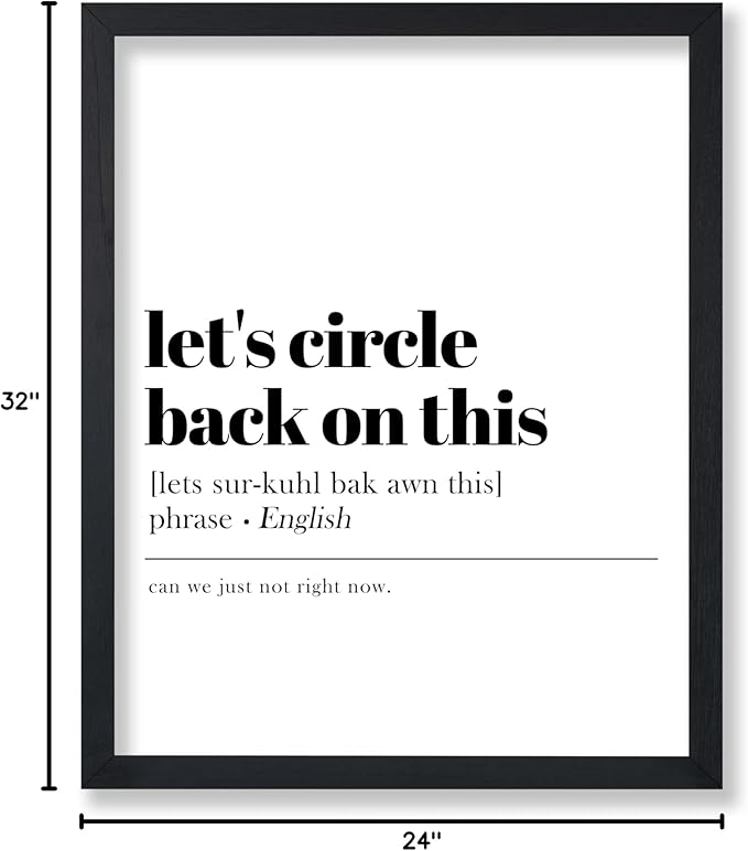 Poster Master Typography Poster - Retro Dictionary Print - Let's Circle Back on This Definition, Book Page, Funny - Gift for Colleague, Friend - Wall Decor for Home, Office, 24x32 Unframed Wall Art