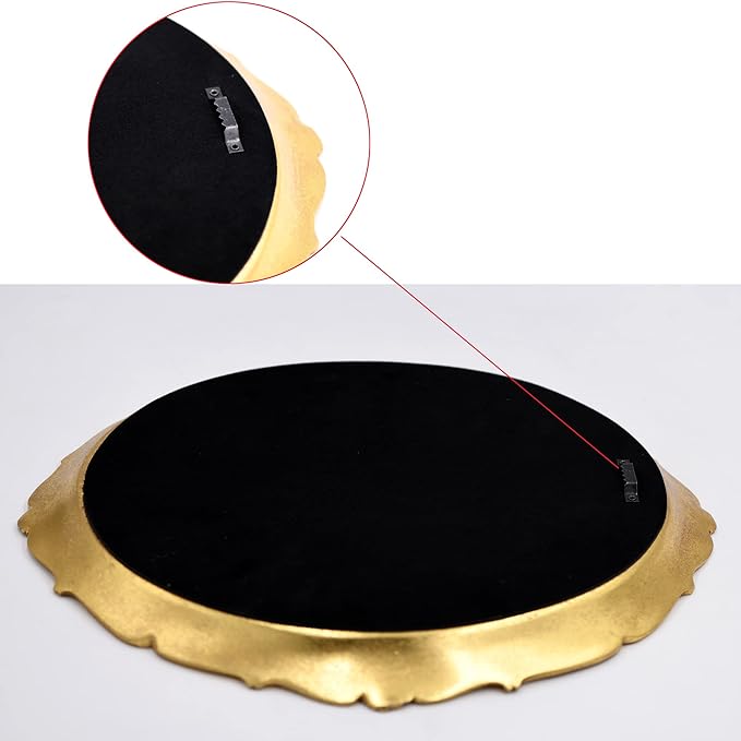 Funerom 12.8 x 14.3 inch Vintage Decorative Wall Mirror, Hanging Mirrors for Bedroom Living-Room Dresser Decor, Oval Gold