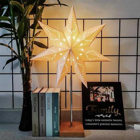 YY YEARCHY Rice Paper Lamp Japanese Table Lamp Standing Lamps with Rice Paper Shade for Bedroom Livingroom (Star)