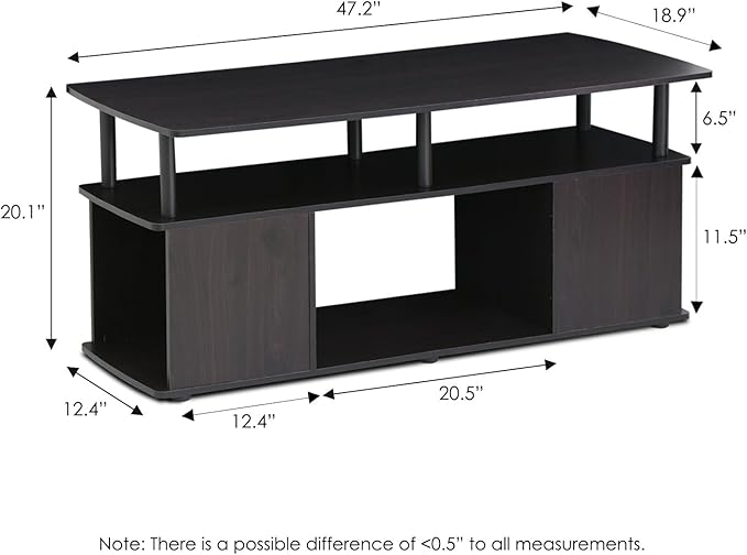 Furinno JAYA TV Stand for TVs up to 50 Inch with Open Storage, Blackwood