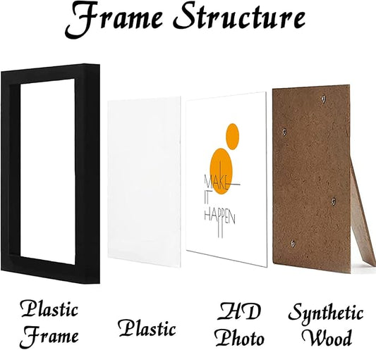 10x10 Picture Frame Set of 4, Black 10 x 10 Frame High Transparent Wall Gallery Poster Canvas Photo Frames for 10by10 inches