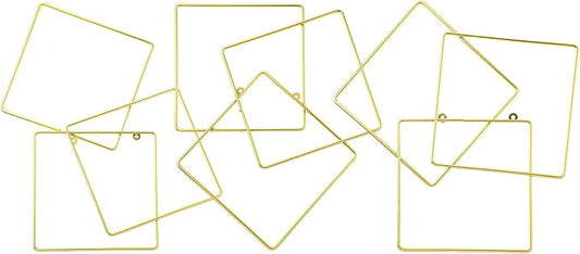 Hicarer 3 Pcs Interlocking Rings Wall Sculpture Gold Metal Home Wall Decor Abstract Aesthetic Gold Decoration for Art Bedroom Living Room Bathroom Home(Square)