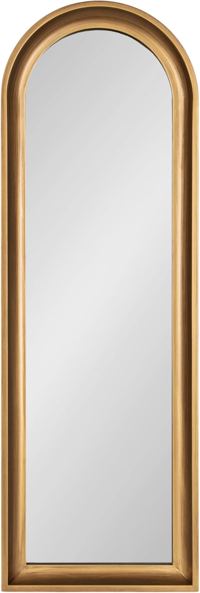 Kate and Laurel Hatherleigh Modern Slim Arched Panel Wall Mirror, 12 x 36, Gold, Transitional Narrow Wooden Arch Mirror for Use as Versatile Bedroom or Entryway Wall Decor