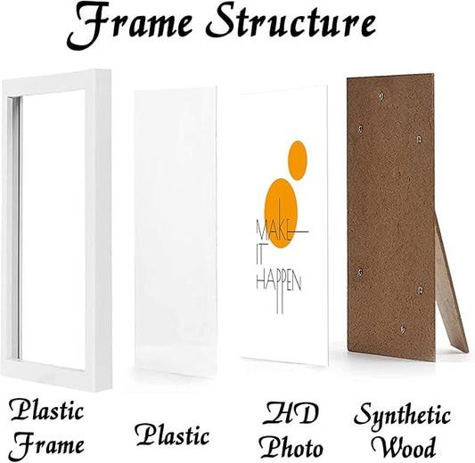 8x12 Picture Frame Set of 4, White 8 x 12 Frame High Transparent Wall Gallery Poster Canvas Photo Frames for 8 by 12 inches