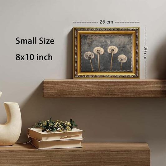 WZGZXU Gold Framed Wall Art Vintage Dandelion Wall Decor Botanical Pictures Canvas Art Farmhouse Paintings Antique Artwork For Living Room Bedroom 8x10in
