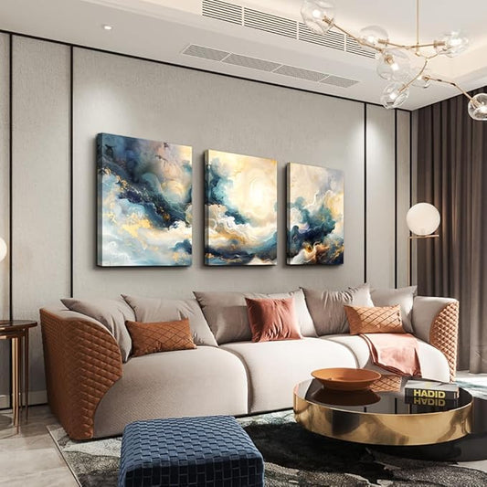 TTHYUEWS Abstract Canvas Wall Decor For Bedroom Wall Art For Living Room Minimalism Ink Paintings Modern Office Wall Decorations Framed Canvas Prints Wall Pictures Artworks Room Home Decor 3 Pieces