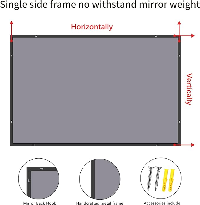 COFENY 40x60inch Black Bathroom Mirror, Black Rectangle Mirror with Frame, Large Rectangular Wall Mirrors for Bathroom, Living Room, Hair Salon, Big Farmhouse Mirror Hang Horizontal/Vertical