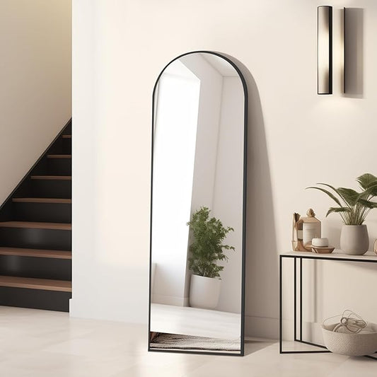 MELOMOIR 56"x18" Arched Full Length Mirror, Black Floor Mirror for Bedroom, Living Room, Gym, Dorm