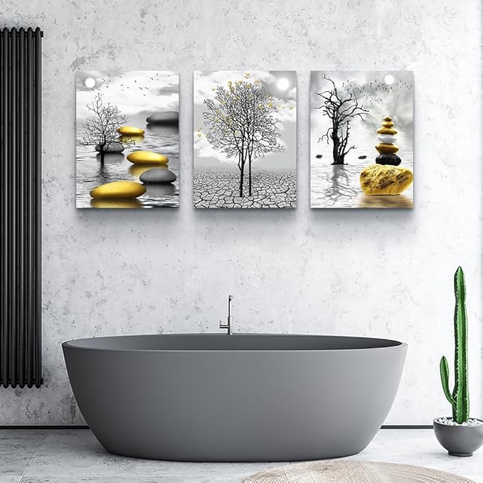 TTHYUEWS Inspiration Canvas Art For Living Room, Bedroom & Office - 3 Piece Black & White Nature Landscape Wall Pictures Prints