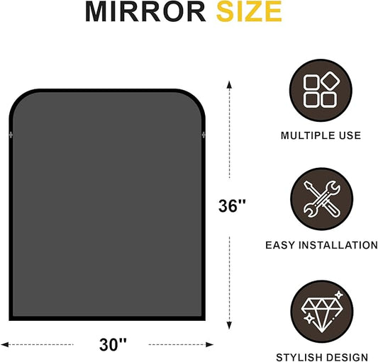 Bathroom Vanity Mirror for Wall, 36" x 30" Black Metal Framed Bathroom Mirror for Over Sink, Living Room, Bedroom, Entryway, Mantel, Fireplace Decor
