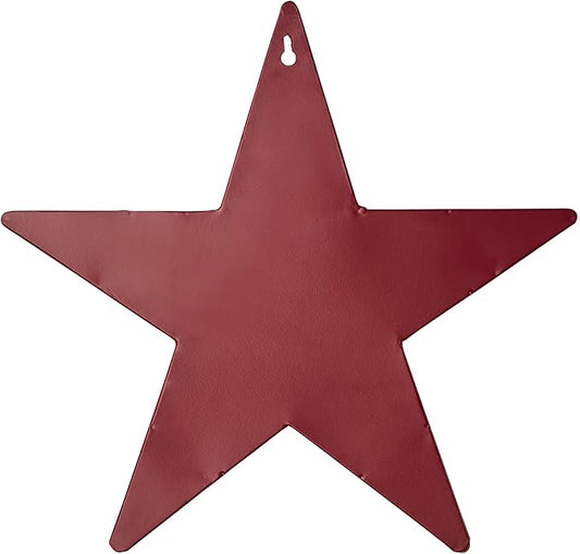 VHC Brands Patriotic Faceted Metal Star Burgundy Wall Hanging With Pocket 12x12, Independence Day Decor, American Star Display, Distressed Appearance, Burgundy