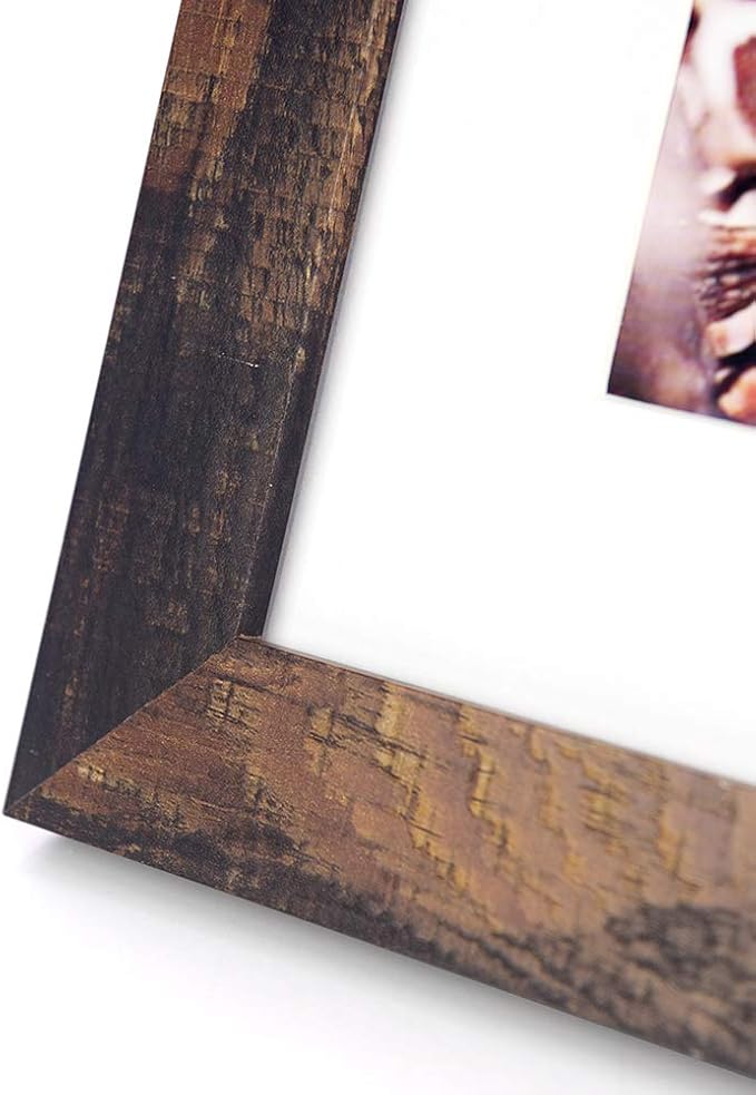 Wooden Brown 8x10 Picture Frame 2 Set in 1 Pack can Display 8x10 picture without mat or 5x7 picture with mat