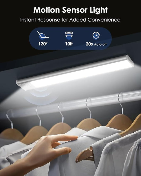 VerRon 5-Pack Under Cabinet Lighting, Upgraded 2200mAh Rechargeable Under Cabinet Lights Wireless, LED Motion Sensor Light Indoor Closet Lights Under-Counter Light Fixtures for Kitchen, Hallway, 10in