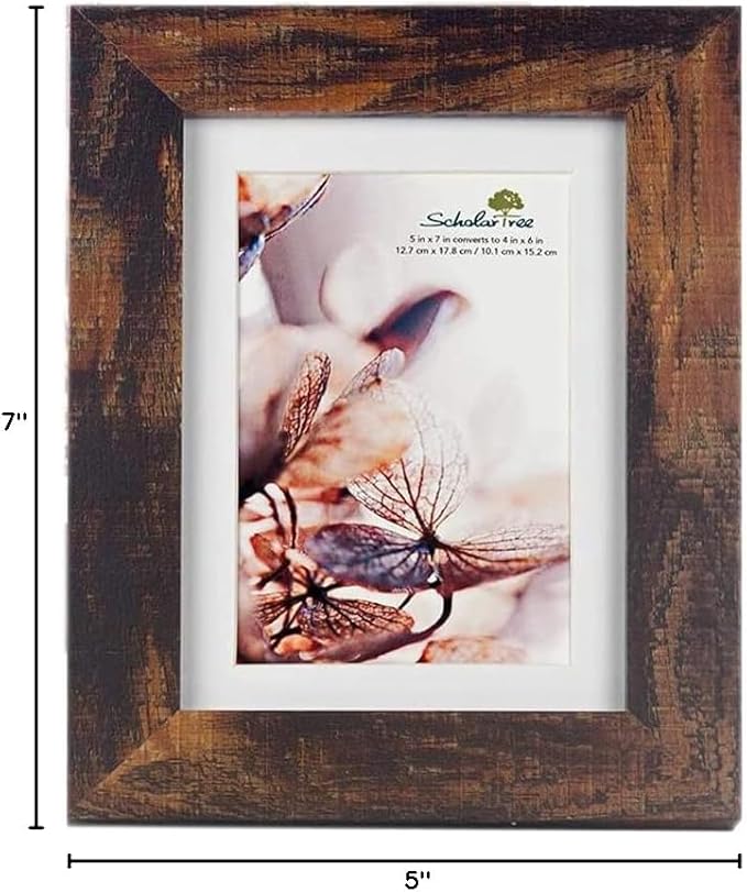brown 5x7 Picture Frame,Display 5x7 without Mat or 4x6 with Mat