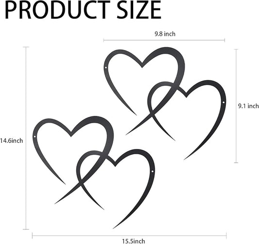 OYEFLY Infinity Heart Metal Wall Decor,Infinity Heart Wall Decor for Room Living,Wedding Decor (Black, style3 11.4 x 10.7in)